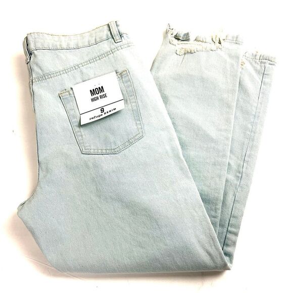 NWT Refuge Denim Mom High Rise Light Blue Jeans - Picture 1 of 9